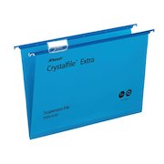 Rexel Crystalfile Extra Foolscap Suspension File Polypropylene 15mm V Base Blue (Pack 25) 70630
