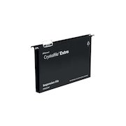 Rexel Crystalfile Extra Foolscap Suspension File Polypropylene 30mm Black (Pack 25) 3000081