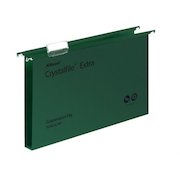 Rexel Crystalfile Extra Foolscap Suspension File Polypropylene 30mm Green (Pack 25) 70631