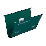 Rexel Crystalfile Extra Foolscap Suspension File Polypropylene 50mm Green (Pack 25) 3000112