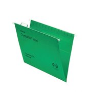 Rexel Crystalfile Flexi Foolscap Suspension File Manilla 15mm V Base Green (Pack 50) 3000040