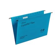 Rexel Crystalfile Flexi Foolscap Suspension File Manilla 15mm V Base Blue (Pack 50) 3000041