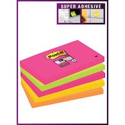 Post-it Super Sticky Notes 76x127mm 90 Sheets Neon Rainbow Colours (Pack 5) 655-NS