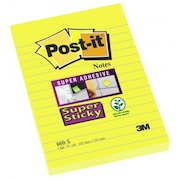 Post-it Super Sticky Notes 102x152mm Ruled 75 Sheets Ultra Yellow (Pack 6) 7100172740