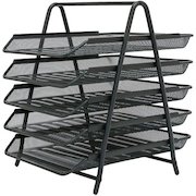 OSCO Wire Mesh 5 Tier Letter Tray A4/Foolscap Portrait Graphite