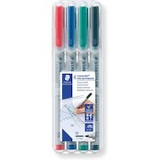 Staedtler Lumocolor OHP Pen Non-Permanent Medium 0.8mm Line Assorted Colours (Pack 4)