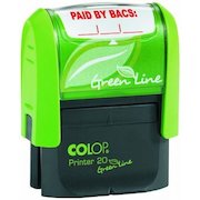 Colop Green Line P20 Self Inking Word Stamp PAID BY BACS 35x12mm Red Ink