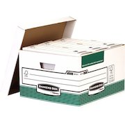 Bankers Box by Fellowes System Storage Box Foolscap White & Green FSC