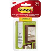 3M Command Picture Hanging Strips Large White (Pack 12) 17206