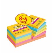 Post-it Super Sticky Notes Carnival Colour Collection 76 mm x 76 mm 90 Sheets per pad (Pack 8 + 4 FREE)  7100259227