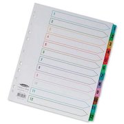 Concord Classic Index 1-12 A4 180gsm Board White with Coloured Mylar Tabs 01301/CS13