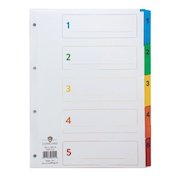 Concord Index 1-5 Mylar-reinforced Multicolour-Tabs Punched 4 Holes 150gsm A4 White
