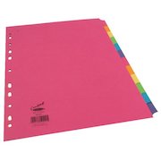 Concord Bright Subject Dividers 12-Part Card Multipunched 160gsm A4 Assorted