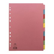 Concord Subject Dividers 10-Part Multipunched 160gsm A4 Assorted