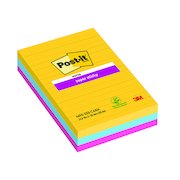 Post-it Notes Super Sticky XXL 101 x 152mm Lined Rio (3 Pack) 4690-SS3RIO