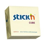 ValueX Stickn Notes Cube 76x76mm 400 Sheets Pastel Yellow 21072