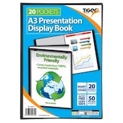 Tiger A3 Presentation Display Book 20 Pocket Black