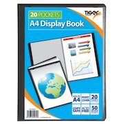 Tiger A4 Presentation Display Book 20 Pocket Black