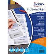 Avery Indexmaker Divider 12 Part A4 Punched 190gsm Card White with White Mylar Tabs 1640061