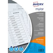 Avery Index Mylar A-Z 26-Part Punched Mylar-reinforced Tabs 150gsm A4 White