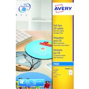 Avery Inkjet Full Face CD/DVD Label 117mm Diameter 2 Per A4 Sheet Glossy White (Pack 50 Labels) C9660-25