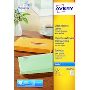 Avery Addressing Labels InkJet 21 per Sheet 63.5x38.1mm Clear
