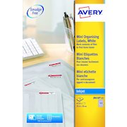 Avery Inkjet Mini Label 25x10mm 189 Per A4 Sheet White (Pack 4725 Labels) J8658-25