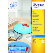 Avery Inkjet Full Face CD/DVD Label 117mm Diameter 2 Per A4 Sheet Matt White (Pack 200 Labels) J8676-100