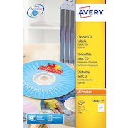 Avery Full Face CD/DVD Classic Label 117mm Diameter 2 Per A4 Sheet White (Pack 200 Labels) L6043-100