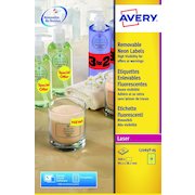 Avery Laser High Visibility Removable Label 99x38mm 14 Per A4 Sheet Neon Yellow (Pack 350 Labels ) L7263Y-25