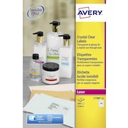 Avery Laser Label 40mm Diameter 24 Per A4 Sheet Crystal Clear (Pack 600 Labels) L7780-25