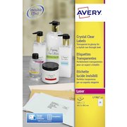 Avery Crystal Clear Labels Laser Durable 21 per Sheet 63.5x38.1mm Transparent
