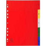 Exacompta Index 1-5 A4 120 Micron Polypropylene Bright Assorted Colours