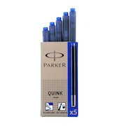 Parker Quink Long Ink Refill Cartridge for Fountain Pens Blue (Pack 5)
