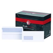 Plus Fabric Wallet Envelope DL Self Seal Window 120gsm White (Pack 500)