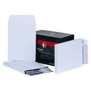 Plus Fabric Pocket Gusset Envelope C4 Peel and Seal Plain Power-Tac 25mm Gusset 120gsm White (Pack 100)