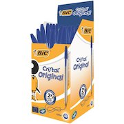 Bic Cristal Ballpoint Pen 1.0mm Tip 0.32mm Line Blue (Pack 50)