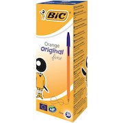 Bic Orange Ballpoint Pen 0.8mm Tip 0.30mm Line Blue (Pack 20)