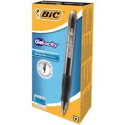 Bic Gel-ocity Grip Retractable Gel Rollerball Pen 0.7mm Tip 0.3mm Line Black (Pack 12)