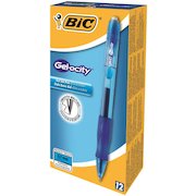 Bic Gel-ocity Grip Retractable Gel Rollerball Pen 0.7mm Tip 0.3mm Line Blue (Pack 12)