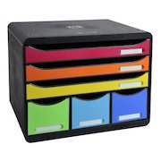 Exacompta Store Box Maxi 6 Drawer Set Open Black/Harlequin