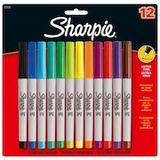 Sharpie Permanent Marker Ultra Fine Tip 0.5mm Line Assorted Colours (Pack 12)