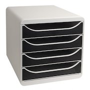 Exacompta Multiform Big Box Drawer Set Lt Grey and Black