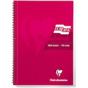 Clairefontaine Europa A4 Wirebound Card Cover Notebook Ruled 180 Pages Red (Pack 5)