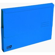 Exacompta CleanSafe Document Wallet Manilla Foolscap Half Flap 400gsm Blue (Pack 5)