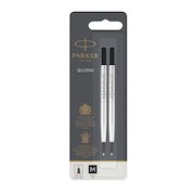 Parker Quink Rollerball Refill for Rollerball Pens Medium Black (Pack 2)