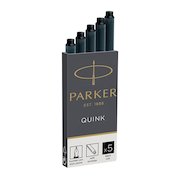Parker Quink Ink Refill Cartridge for Fountain Pens Black (Pack 5)