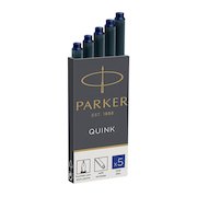 Parker Quink Ink Refill Cartridge for Fountain Pens Blue (Pack 5)