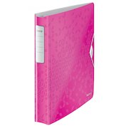 Leitz WOW Ring Binder Polypropylene 4 D-Ring A4 30mm Rings Pink Metallic (Pack 5) 42400023