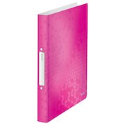 Leitz WOW Ring Binder Polypropylene 2 O-Ring A4 25mm Rings Pink Metallic (Pack 10) 42570023